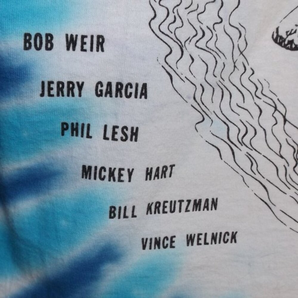 Vtg GRATEFUL DEAD Cropped Tee, L, Blue Tie-dye, Long sleeve, Skiing Skeleton - Picture 8 of 15